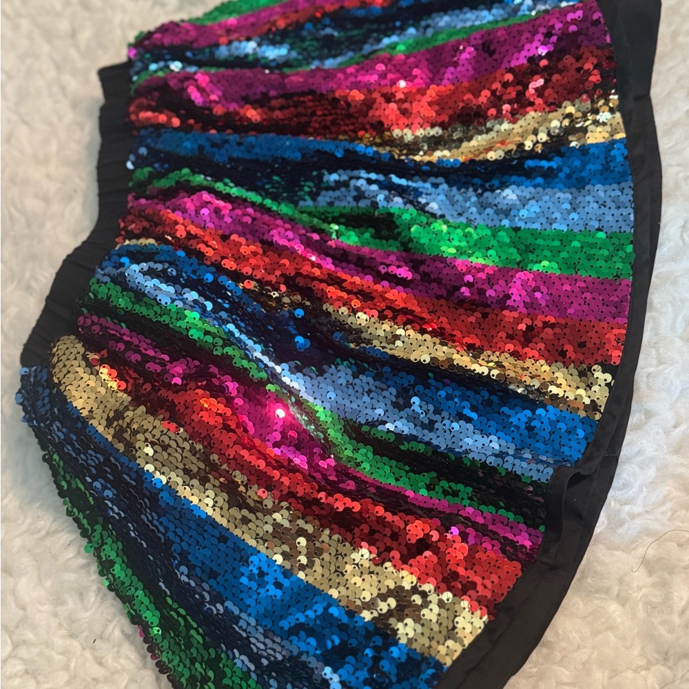 Flapdoodles Rainbow Sequin Skirt